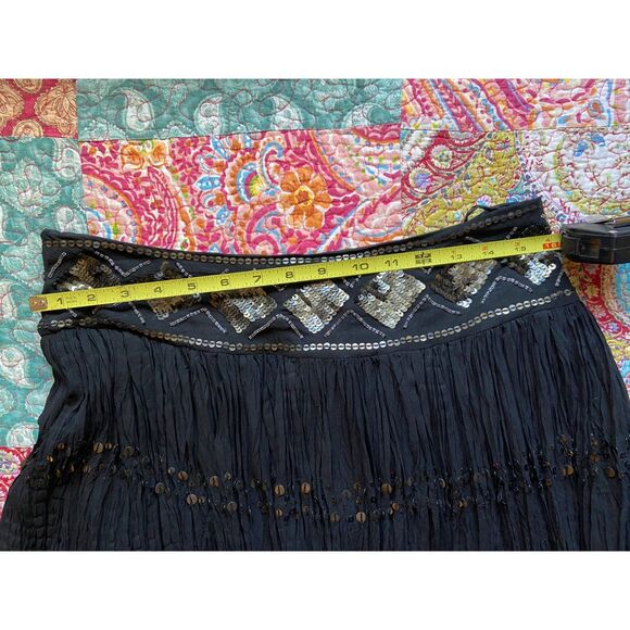Saks Fifth Avenue 100% Flowy Silk Skirt with Sequins Small Boho - Picture 6 of 7